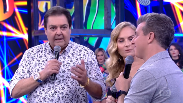 Faustão, Angélica e Luciano Huck no Domingão