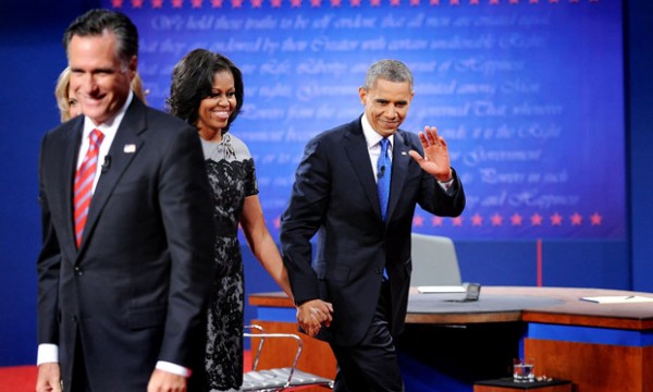 Barack Obama and Romney at debate