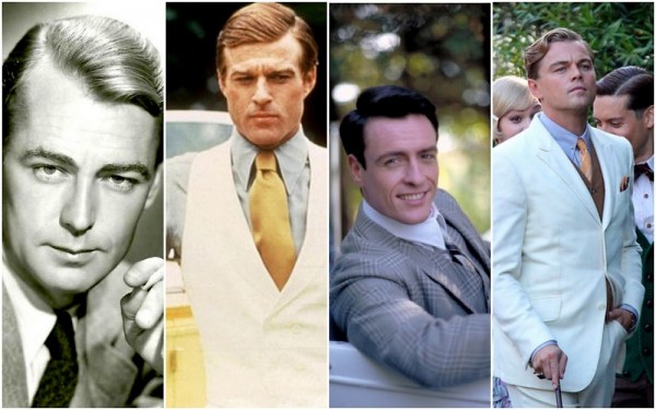 Alan-Ladd-Robert-Redford-Toby-Stephens-y-Leonardo-DiCaprio-como-Jay-Gatsby