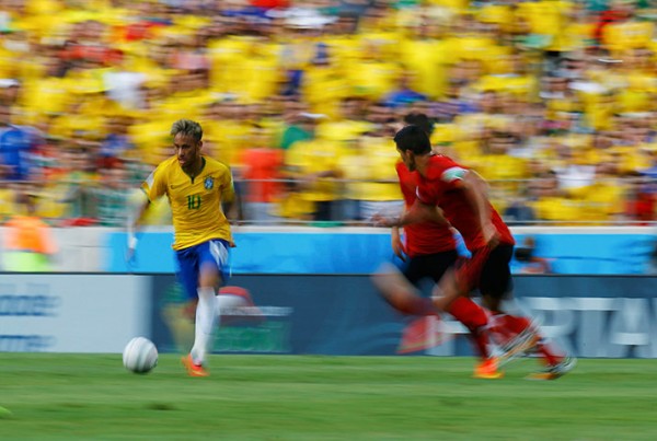 Brazil's Neymar controls the ball