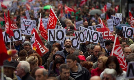 Protesto na Espanha contra as medidas de austeridade