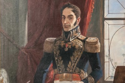 Detalhe do retrato de Símon Bolívar pintado por Arturo Michelena