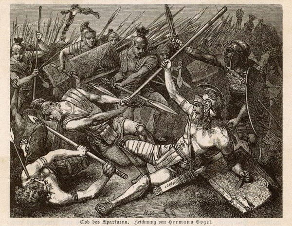 "A morte de Spartacus", por Hermann Vogel