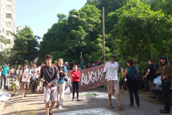 Os manifestantes são retirados do parque (foto: Lia Rosenberg)