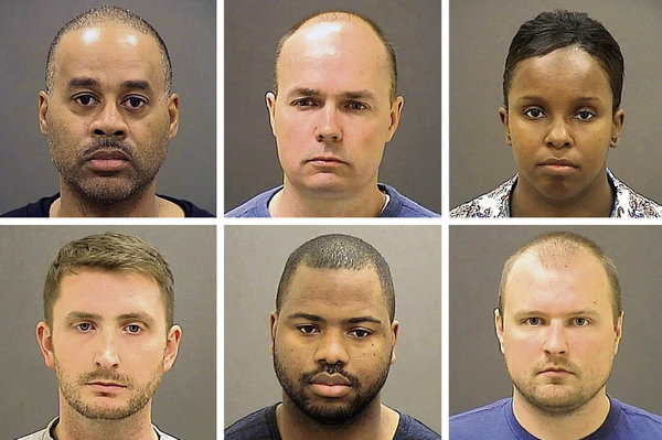 Os seis policiais indiciados pela morte de Freddie Gray nos EUA