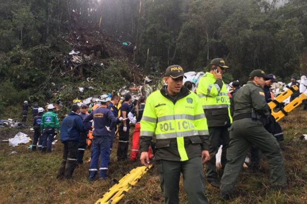 Os destroços do avião