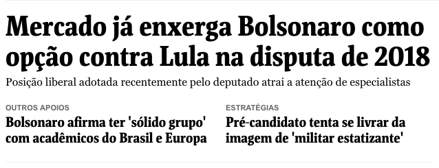 Manchete da Folha Bolsonaro