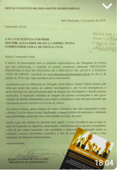 O Sindicato dos Delegados de Polícia de Minas Gerais quer afastar Rodrigo Bossi de Pinho, chefe do Departamento Estadual de Investigações sobre Fraudes, da investigação sobre o esquema que abafou as denúncias de corrupção durante o governo de Aécio Neves.