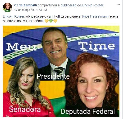 Resultado de imagem para Joice, Carla e Bolsonaro meu time