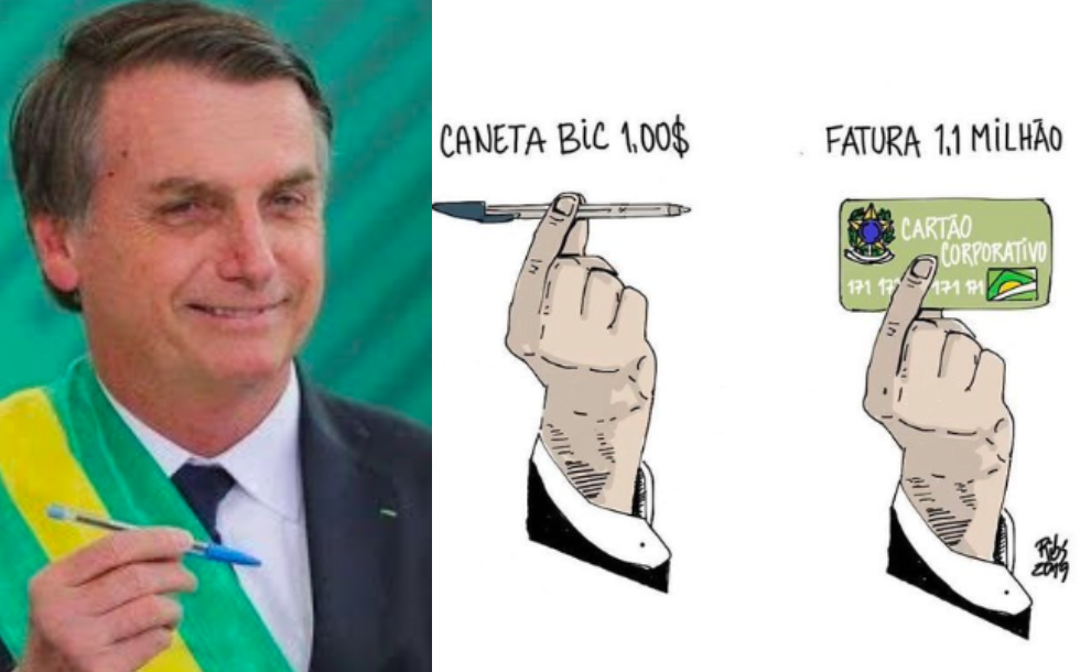 A demagogia de Bolsonaro: usa caneta Bic e estoura no cartão de crédito pago pela população