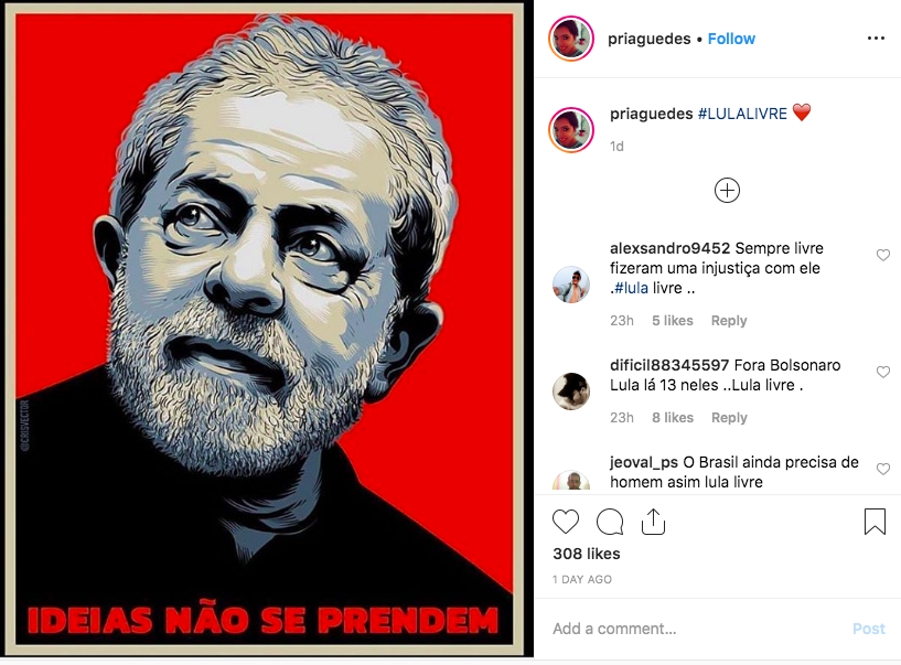 Resultado de imagem para priscila guedes instagram: âBolsonaro é o caralhoâ