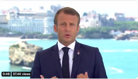 O presidente da França, Emmanuel Macron. Imagem: Reprodução