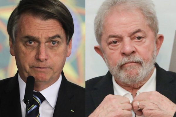 Bolsonaro e Lula em tela dividida