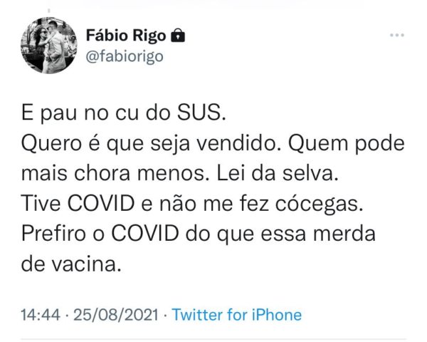 Fábio Rigo é filho do dono do "Prato Fino"