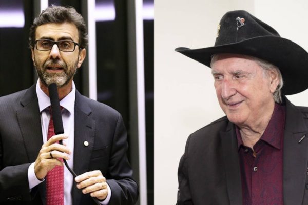 Montagem de tela com Marcelo Freixo e Sérgio Reis