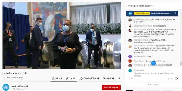 Brasileiros criticam Bolsonaro em live da ONU
