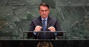Bolsonaro em discurso na ONU