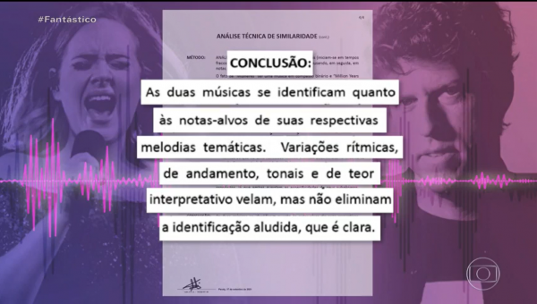 Fantástico mostra a análise do perito sobre as similaridades entre as canções