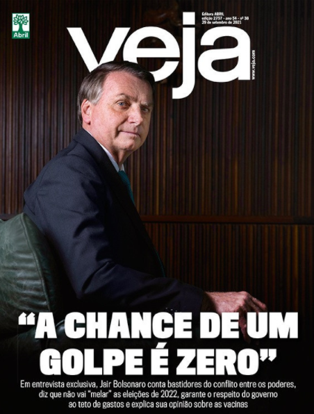 O presidente Jair Bolsonaro na capa da revista Veja