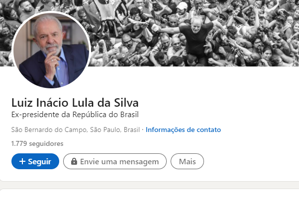 O perfil de Lula no LinkedIn