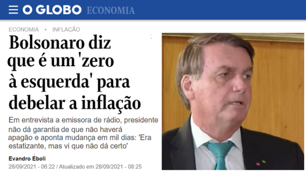 Jair Bolsonaro em matéria do jornal O Globo