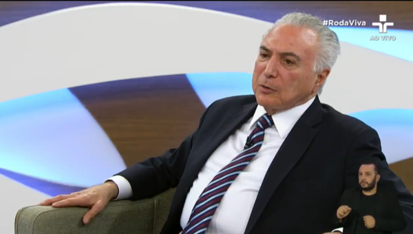 Michel Temer em entrevista no Roda Viva nesta segunda (27)