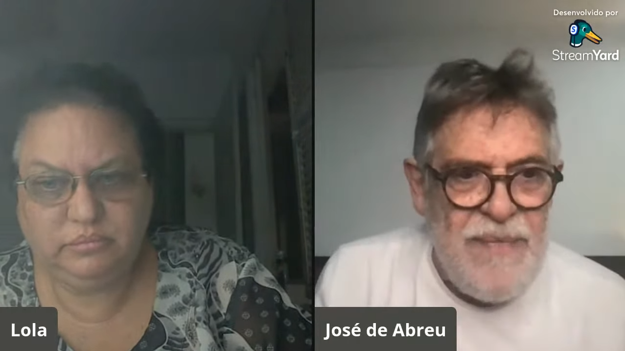 Zé de Abreu participa de live com Lola Aronovich e diz que errou ao atacar Tábata Amaral (PSB-SP). Imagem: Reprodução