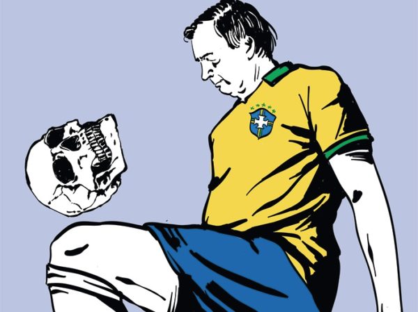 Bolsonaro jogando bola com caveira