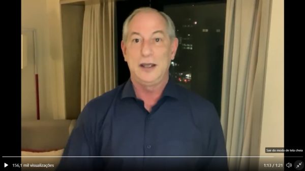 Ciro em discurso em vídeo postado no Twitter