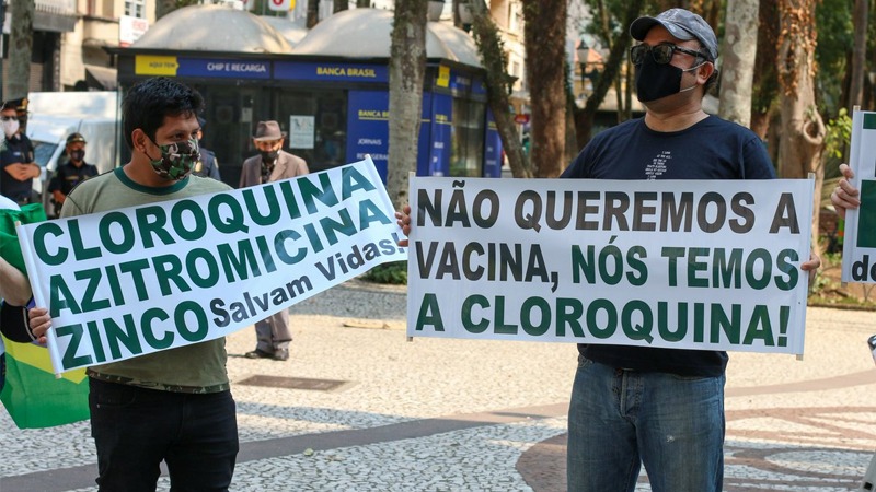 Bolsonaristas se manifestam contra vacinação e a favor da cloroquina. Foto: Reprodução