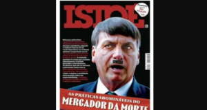 A capa da revista IstoÉ de sexta-feira (15) estampou Bolsonaro com alusão a Adolf Hitler. Imagem: Reprodução/IstoÉ