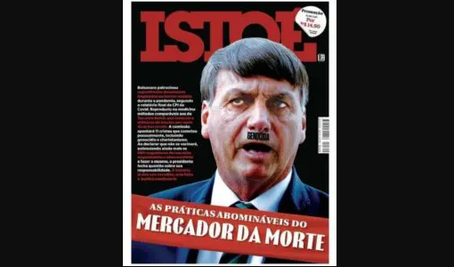 A capa da revista IstoÉ de sexta-feira (15) estampou Bolsonaro com alusão a Adolf Hitler. Imagem: Reprodução/IstoÉ