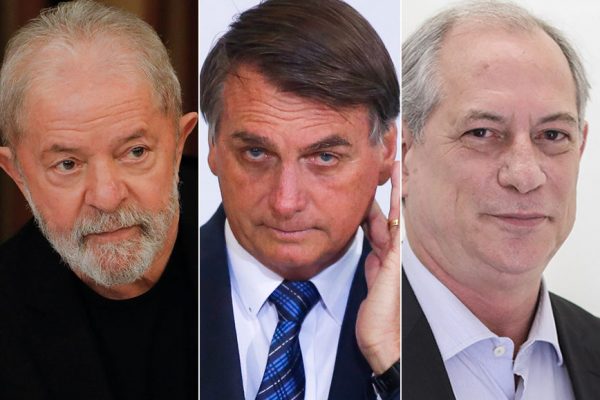 Ciro Gomes, Lula e Bolsonaro em tela dividida