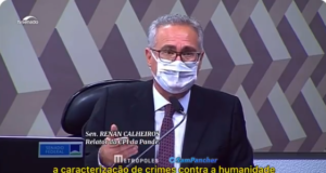 O senador Renan Calheiros (MDB-AL) disse que enviará documentos ao Tribunal de Haia. Imagem: Reprodução/Twitter