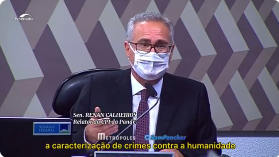 O senador Renan Calheiros (MDB-AL) disse que enviará documentos ao Tribunal de Haia. Imagem: Reprodução/Twitter
