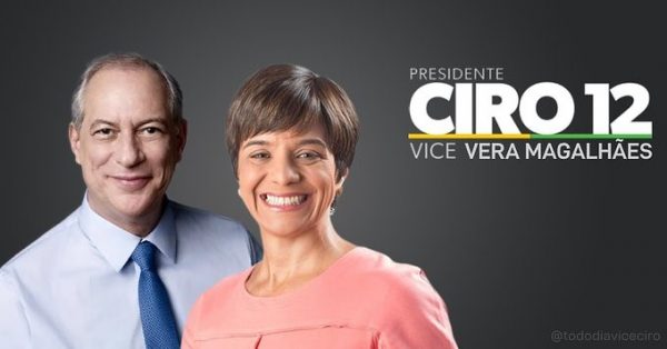Vera Magalhães e Ciro em santinho eleitoral 