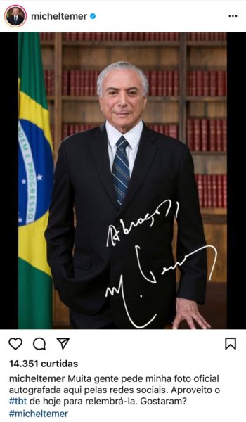 Foto autografada do presidente Michel Temer