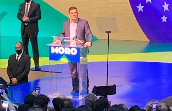 O ex-juiz Sérgio Moro no evento de filiação ao Podemos. Foto: Bela Megale