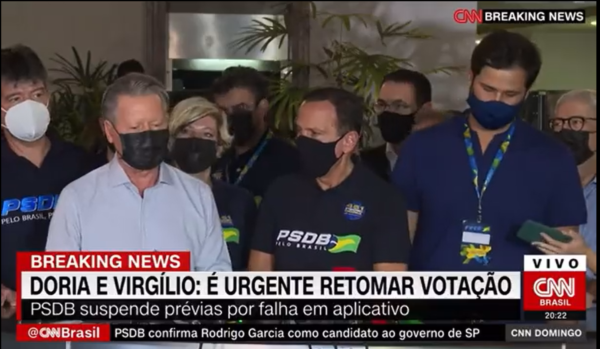 Ao lado de Doria, Arthur Virgílio diz que Aécio Neves é "maçã podre" do PSDB