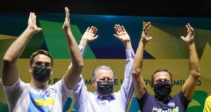 Eduardo Leite, Arthur Virgílio e João Doria nas prévias do PSDB