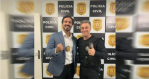 Luciano Huck finge ser policial para quadro em seu programa