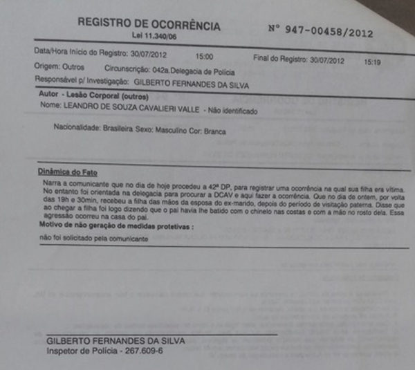 Veja o BO envolvendo a filha do ‘Cavaleiro de Bolsonaro’