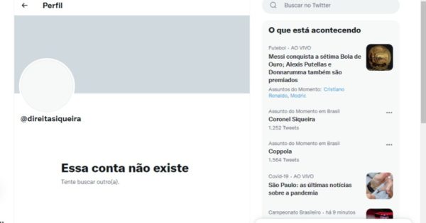 Perfil de Coronel Siqueira fora do ar