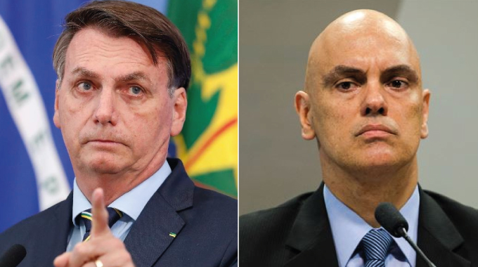 Montagem de Jair Bolsonaro e Alexandre de Moraes