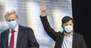 Boric e Kast, candidatos no Chile, lado a lado