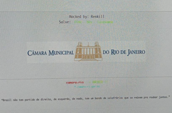 Site da Câmara Municipal do Rio de Janeiro hackers