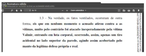 Veja trecho da petição judicial