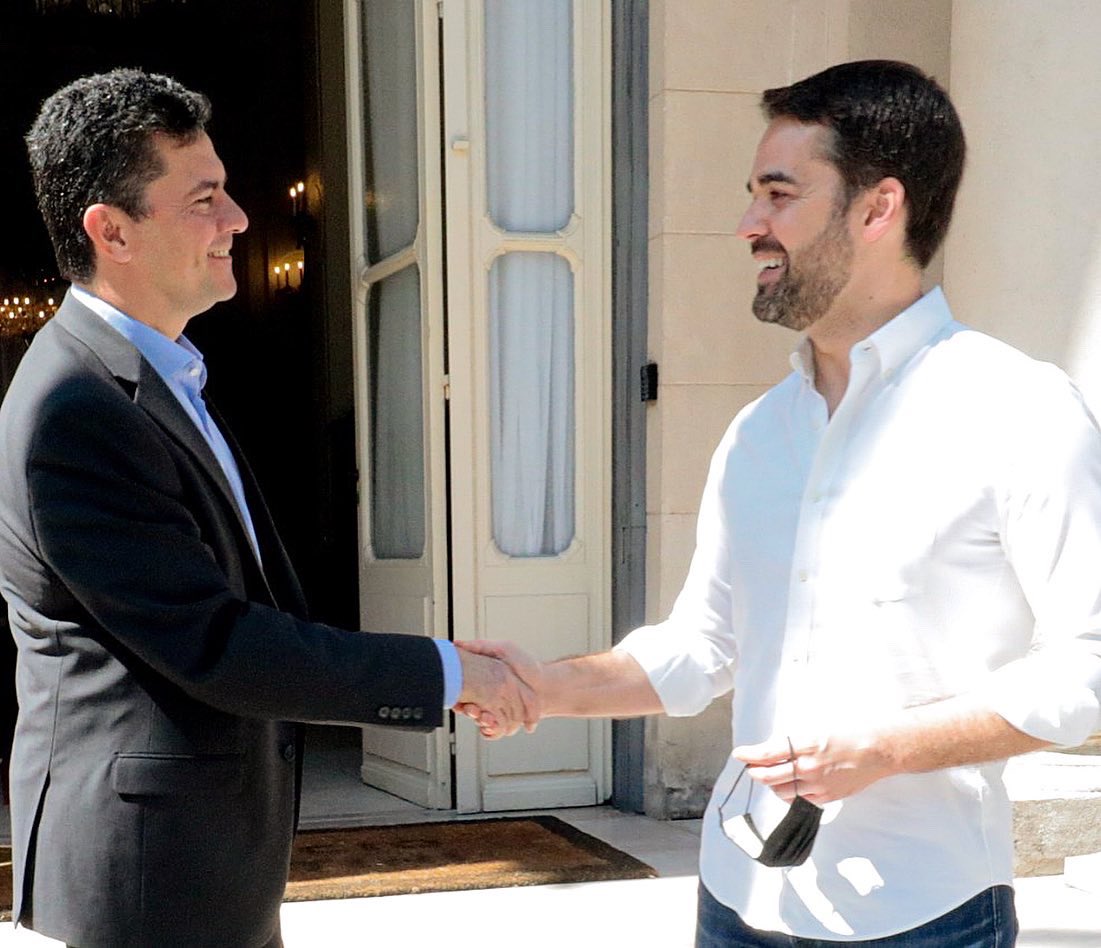 O ex-juiz Sergio Moro (Podemos) se encontrou com Eduardo Leite (PSDB), governador do Rio Grande do Sul. Foto: Reprodução/Redes Sociais