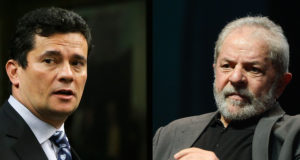 Moro e Lula em tela dividida