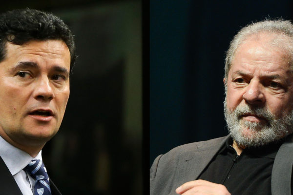 Moro e Lula em tela dividida